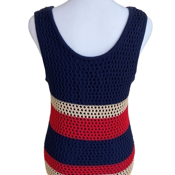 Cato Crochet Maxi Dress Retro 70s Boho Beach Dress Colorblock Striped Sz M - Picture 9 of 16